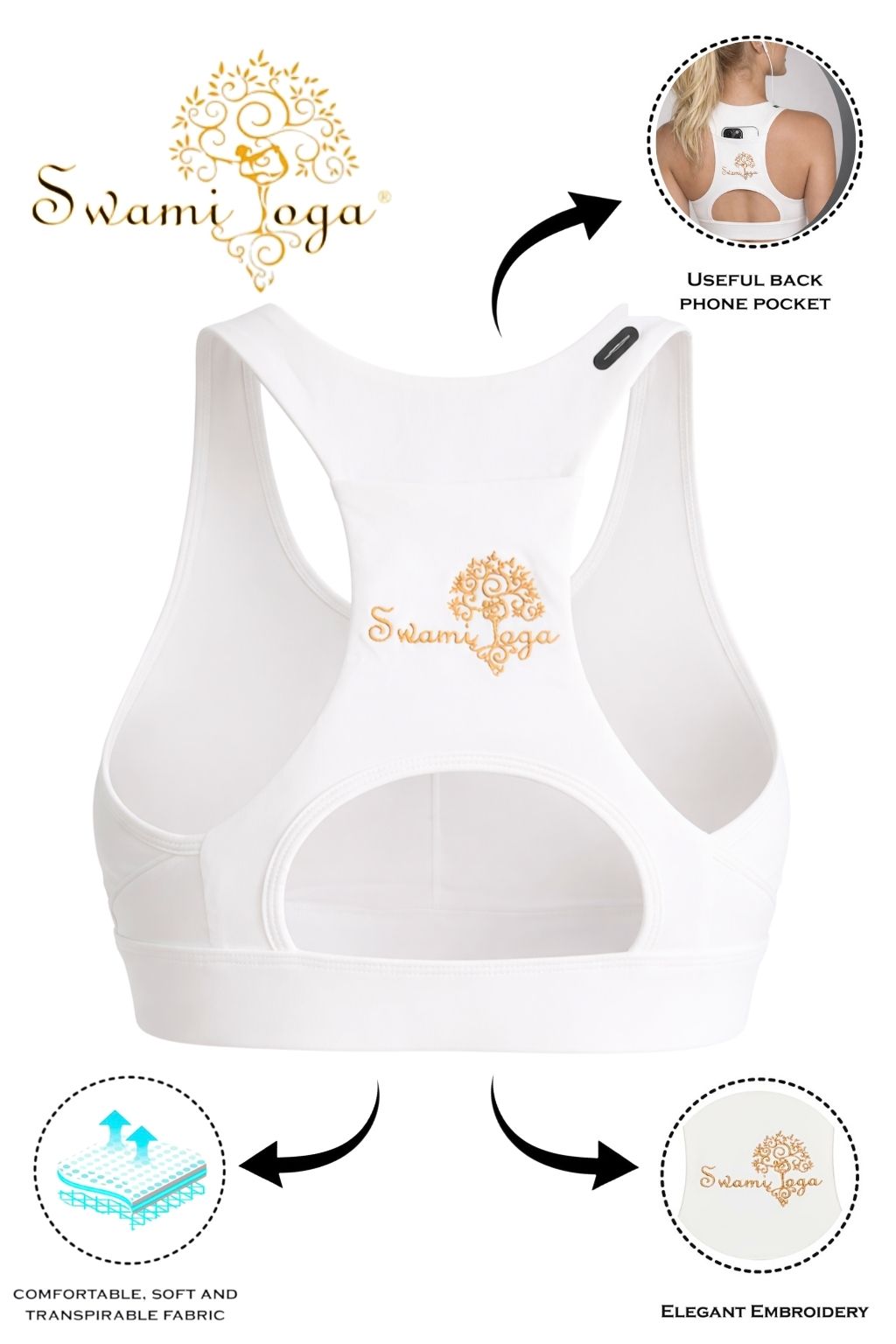 top deportivo yoga alta sujecion mujer blanco