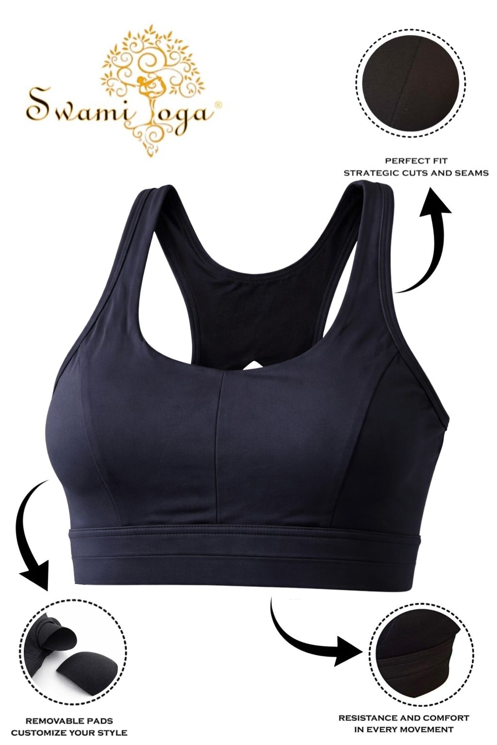 top deportivo yoga alta sujecion mujer negro