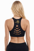 Top deportivo yoga alta sujeción mujer espalda cruzada | Fitness & Gym negro